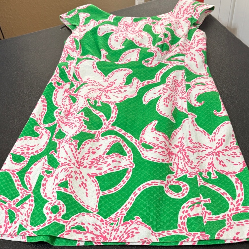 Lilly Pulitzer Green and Pink Floral Mini Dress